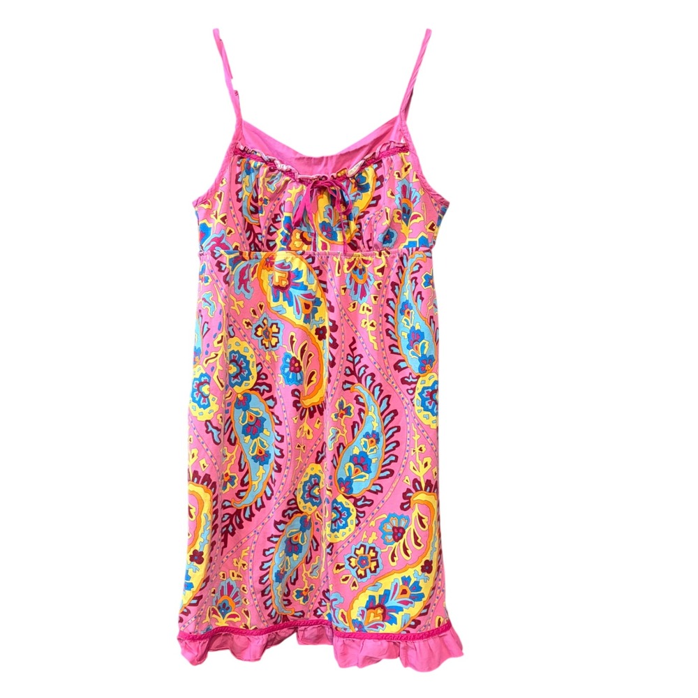 Nick & Nora Pink Paisley Cotton Blend Chemise Nightgown Sleepwear Dress Womens M